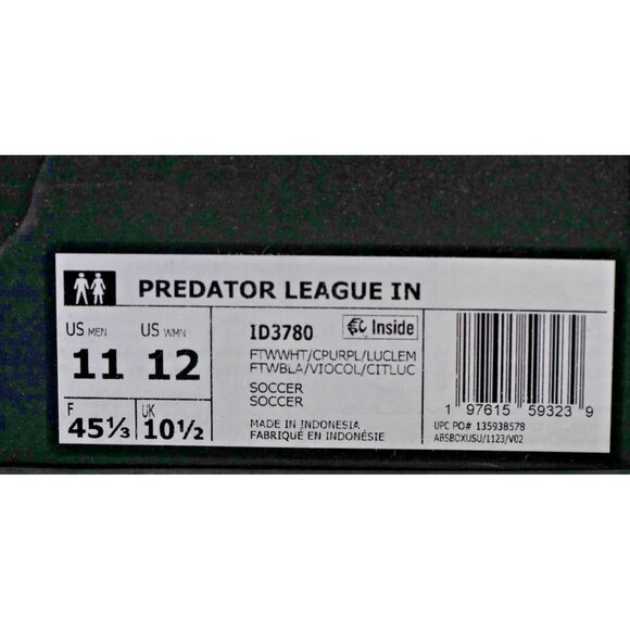 New! Size: 11 Men/12 Women | Adidas Predator League Indoor Soccer Unisex| ID3780 main image 9